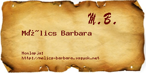 Málics Barbara névjegykártya